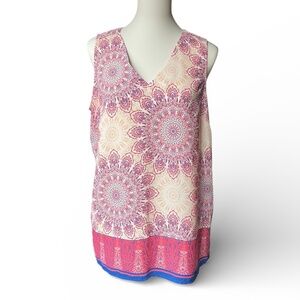 Mandala print sleeveless tunic top
